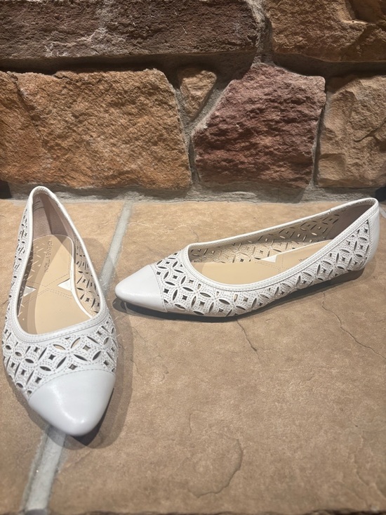 Adrienne Vittadini Shoes - NWOT Adrienne Vittadini White Laser-Cut Pointed Toe Flats